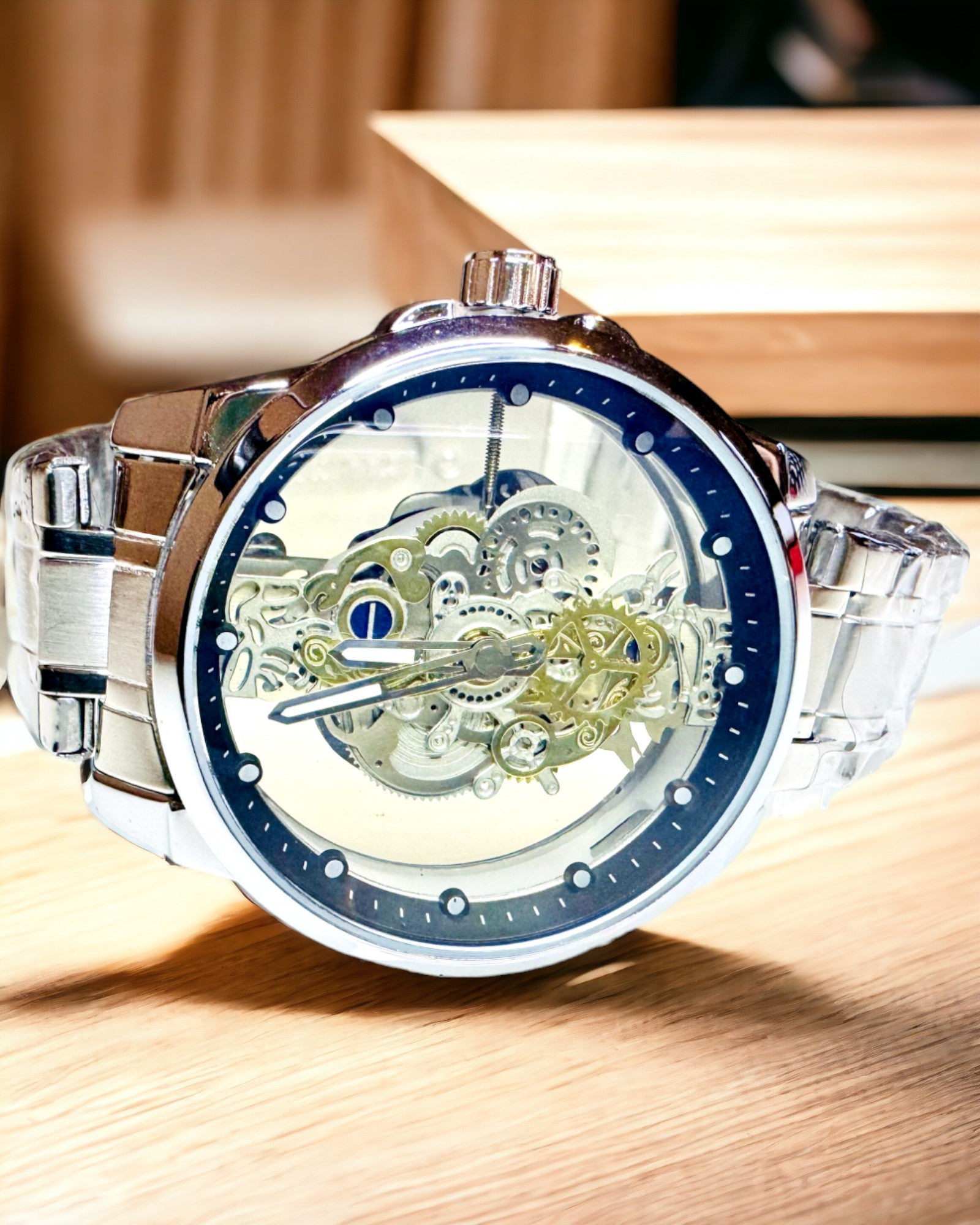 Elegantný Pánsky Quartz Hodinky - Priehľadný Mechanizmus a Športová Elegancia