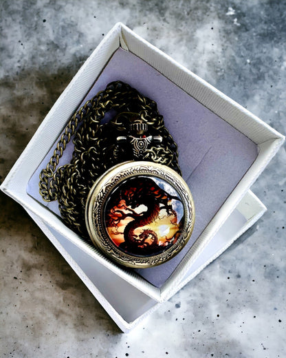 Vreckové hodinky "Dragon's Twilight" personalizácia gravírovaním