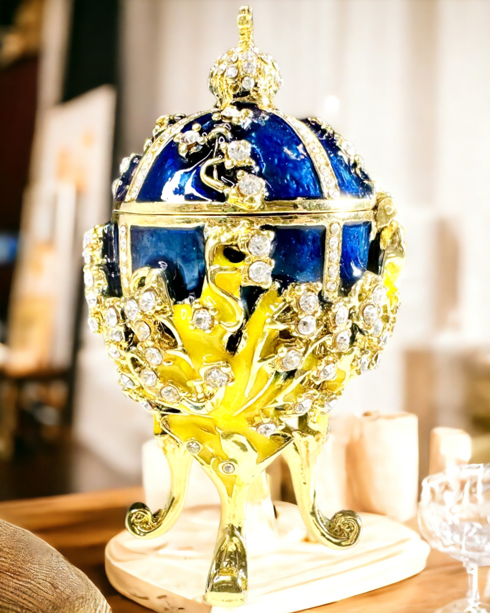 "Krabička na šperky 'Cisárske vajce' Faberge – Vintage štýl, dekoratívna nádoba na doplnky"